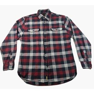 JACHS Flannel Shirt XLT Red Blue Plaid Rustic Lumberjack Cabincore Cozy Grunge